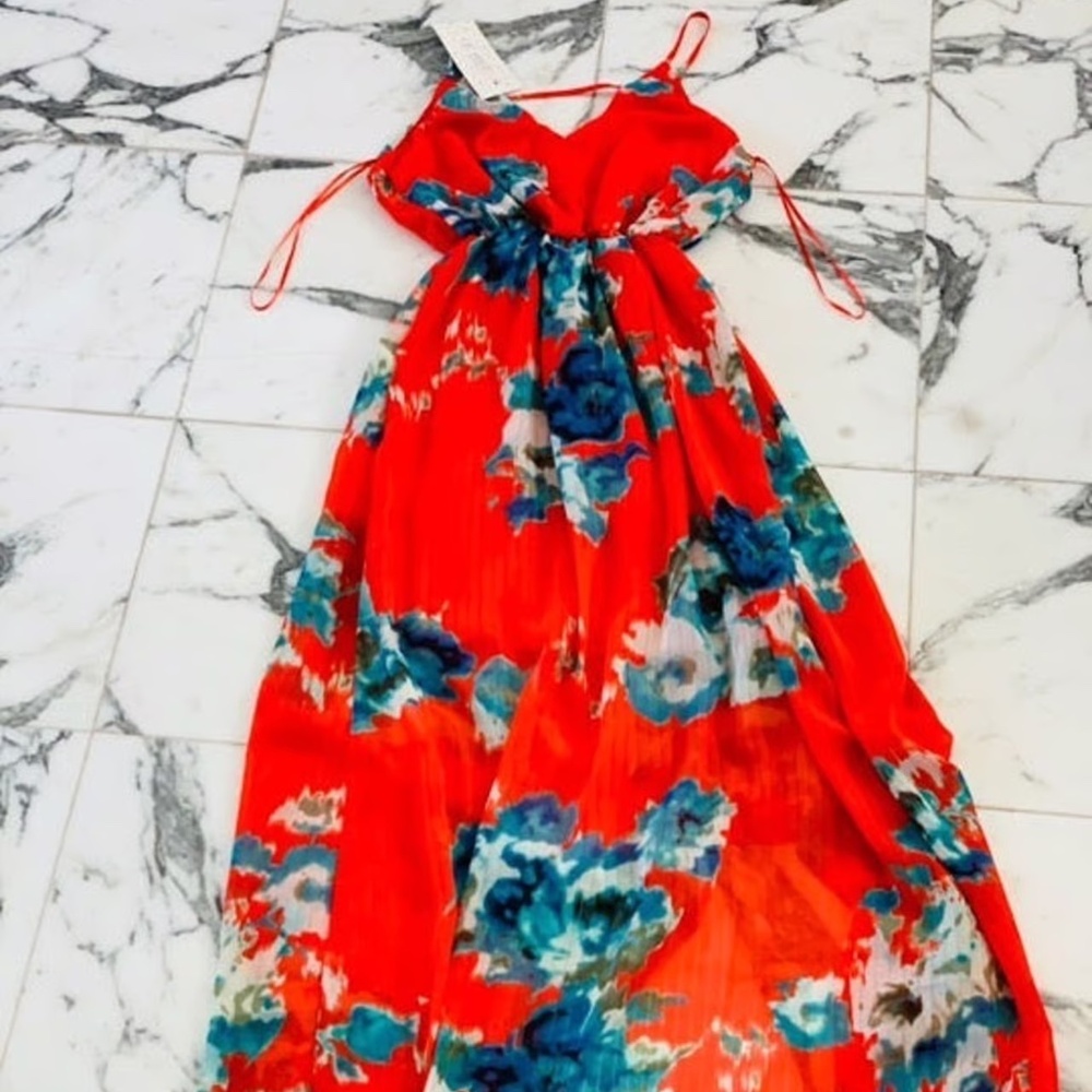 Sheer floral wrap dress XS